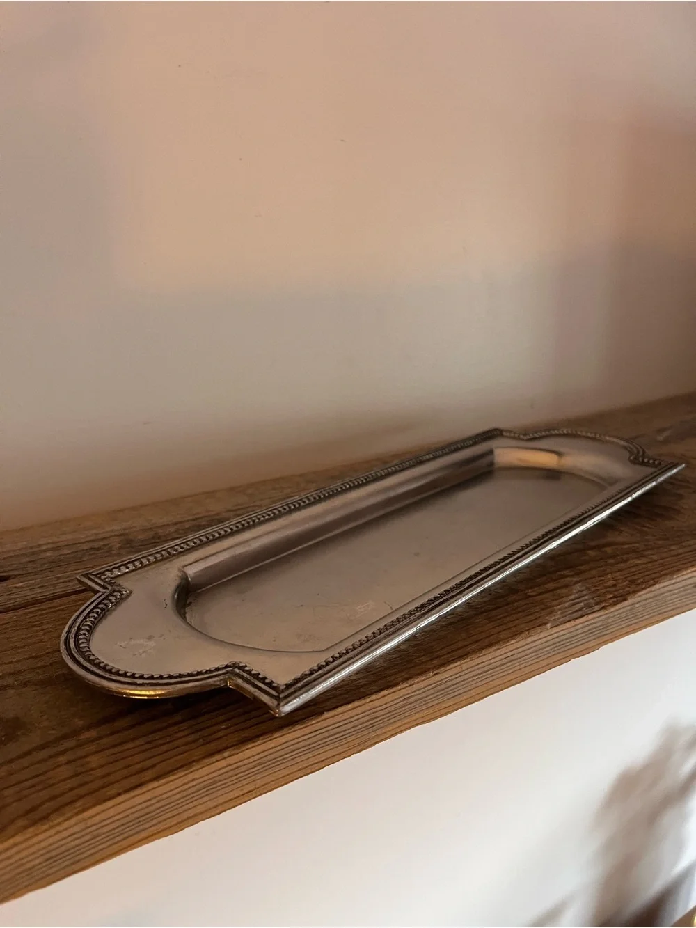 Decorative Pewter Vanity Tray - Beaded Edge
